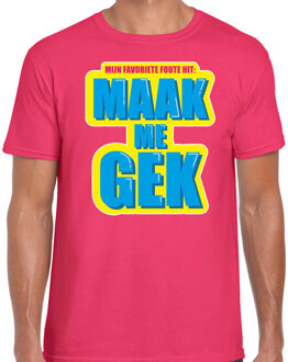 Bellatio Decorations Foute party Maak me gek verkleed t-shirt roze heren - Foute party hits outfit/ kleding S