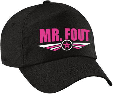 Bellatio Decorations Foute party pet / baseball cap Mr. fout roze op zwart voor heren - Verkleedhoofddeksels