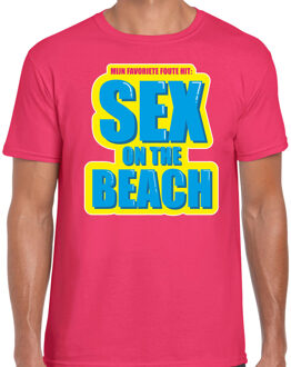 Bellatio Decorations Foute party Sex on the beach verkleed t-shirt roze heren - Foute party hits outfit/ kleding