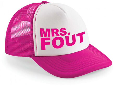 Bellatio Decorations foute party snapback/cap - mrs.fout - roze/wit - pet - dames - feestkleding - Verkleedhoofddeksels