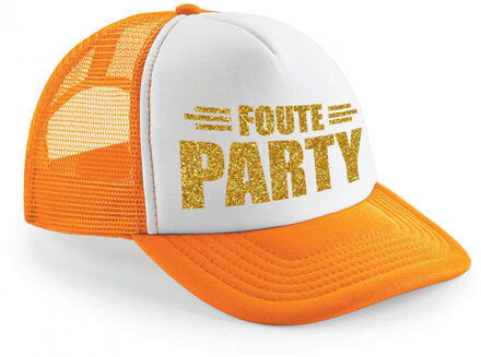 Bellatio Decorations foute party snapback/cap - oranje/wit - gouden letters - pet - dames/heren - Verkleedhoofddeksels