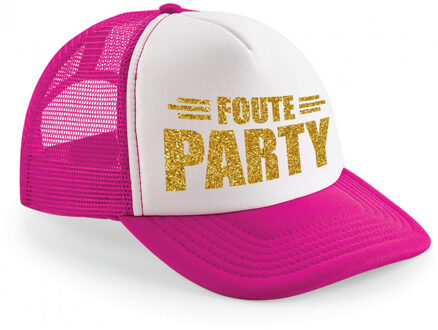 Bellatio Decorations foute party snapback/cap - roze/wit - gouden letters - pet - dames/heren - Verkleedhoofddeksels