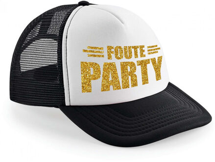 Bellatio Decorations foute party snapback/cap - zwart/wit - gouden letters - pet - dames/heren - Verkleedhoofddeksels