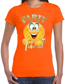 Bellatio Decorations Foute party t-shirt voor dames - Emoji Party - oranje - carnaval/themafeest