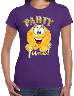 Bellatio Decorations Foute party t-shirt voor dames - Emoji Party - paars - carnaval/themafeest XS