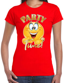 Bellatio Decorations Foute party t-shirt voor dames - Emoji Party - rood - carnaval/themafeest L