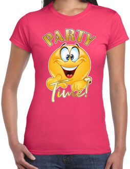 Bellatio Decorations Foute party t-shirt voor dames - Emoji Party - roze - carnaval/themafeest L