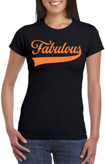 Bellatio Decorations Foute party t-shirt voor dames - Fabulous - zwart - glitter - carnaval/themafeest S