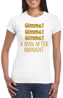 Bellatio Decorations Foute Party T-shirt voor dames - gimme gimme - wit - glitter - vrijgezellenfeest - carnaval 2XL