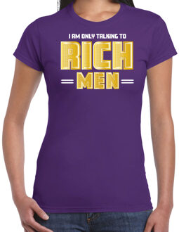 Bellatio Decorations Foute party t-shirt voor dames - Gold digger - paars - carnaval/themafeest S