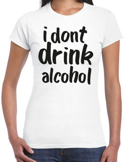 Bellatio Decorations Foute party t-shirt voor dames - I don't drink alcohol - wit - carnaval/themafeest 2XL