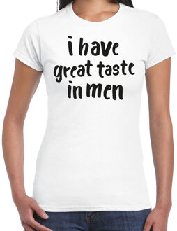 Bellatio Decorations Foute party t-shirt voor dames - I have great taste in men - wit - carnaval/themafeest M