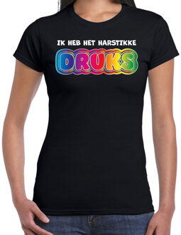 Bellatio Decorations Foute party t-shirt voor dames - Ik heb het hartstikke druks - zwart - carnaval/themafeest 2XL