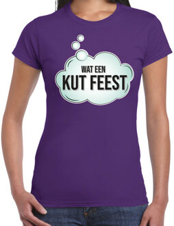 Bellatio Decorations Foute party T-shirt voor dames - paars - wat een kut feest - verkleed / feest kleding XL
