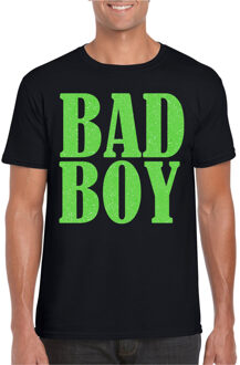 Bellatio Decorations Foute party t-shirt voor heren - Bad Boy - zwart - glitter - carnaval/themafeest XL