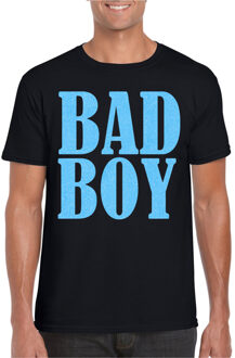 Bellatio Decorations Foute party t-shirt voor heren - Bad Boy - zwart - glitter - carnaval/themafeest