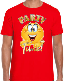 Bellatio Decorations Foute party t-shirt voor heren - Emoji Party - rood - carnaval/themafeest 2XL