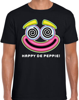 Bellatio Decorations Foute Party T-shirt voor heren - happy de peppie - zwart - carnaval/themafeest 2XL