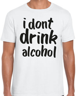 Bellatio Decorations Foute party t-shirt voor heren - I don't drink alcohol - wit - carnaval/themafeest 2XL