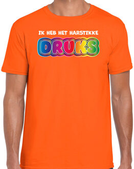 Bellatio Decorations Foute party t-shirt voor heren - Ik heb het hartstikke druks - oranje - carnaval/themafeest XL