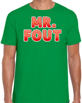 Bellatio Decorations Foute party t-shirt voor heren - Mr. Fout - groen/rood - carnaval 2XL