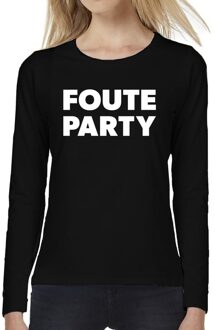 Bellatio Decorations Foute Party tekst t-shirt long sleeve zwart voor dames 2XL