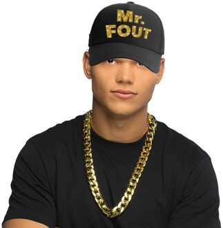 Bellatio Decorations Foute party verkleed accessoires voor heren - MR FOUT baseballcap - schakel ketting goud