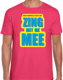 Bellatio Decorations Foute party Zing met me mee verkleed t-shirt roze heren - Foute party hits outfit/ kleding