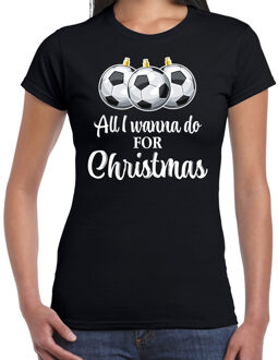 Bellatio Decorations Foute voetbal Kerst T-shirt sport voor dames zwart