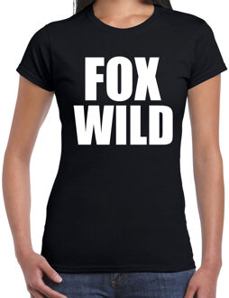 Bellatio Decorations Foxwild fun t-shirt zwart voor dames 2XL