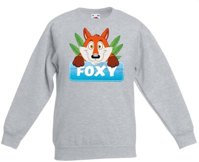 Bellatio Decorations Foxy de vos sweater grijs voor kinderen - unisex - vossen trui 12-13 jaar (152/164)