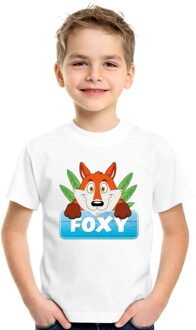 Bellatio Decorations Foxy de vos t-shirt wit voor kinderen - unisex - vossen shirt L (146-152)