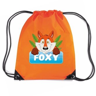 Bellatio Decorations Foxy de Vos trekkoord rugzak / gymtas oranje voor kinderen - Gymtasje - zwemtasje