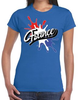 Bellatio Decorations France/Frankrijk t-shirt spetter blauw voor dames 2XL