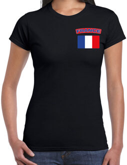 Bellatio Decorations France t-shirt met vlag Frankrijk zwart op borst voor dames XS