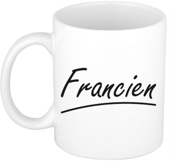 Bellatio Decorations Francien Naam koffiemok - beker - met sierlijke letters - wit - 300 ml - Cadeau - Dames