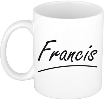 Bellatio Decorations Francis voornaam kado beker / mok sierlijke letters - gepersonaliseerde mok met naam - Naam mokken Multikleur