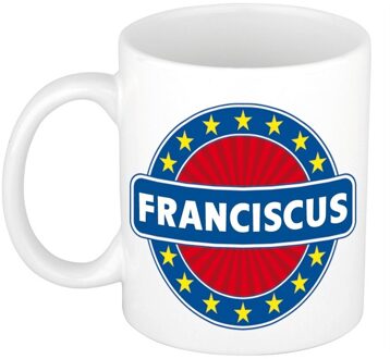 Bellatio Decorations Franciscus voornaam koffiemok - beker - wit/blauw - 300 ml - Cadeau - Heren - Collega - Vaderdag