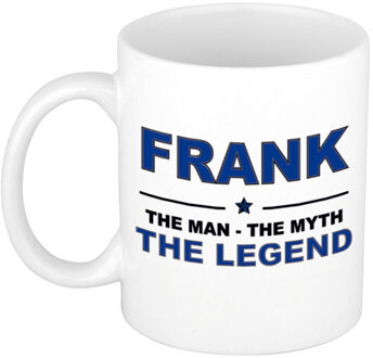 Bellatio Decorations Frank cadeau mok - man myth legend - naam koffiemok - 300 ml - collega - vaderdag Donkerblauw