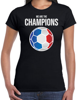 Bellatio Decorations Frankrijk EK/ WK supporter t-shirt we are the champions met Franse voetbal zwart dames
