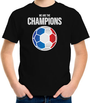 Bellatio Decorations Frankrijk EK/ WK supporter t-shirt - we are the champions met Franse voetbal - zwart - kinderen - kleding / shirt M (134-140)