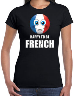Bellatio Decorations Frankrijk emoticon Happy to be French landen t-shirt zwart dames