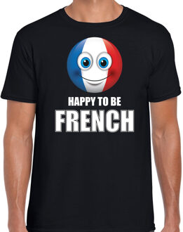 Bellatio Decorations Frankrijk emoticon Happy to be French landen t-shirt zwart heren