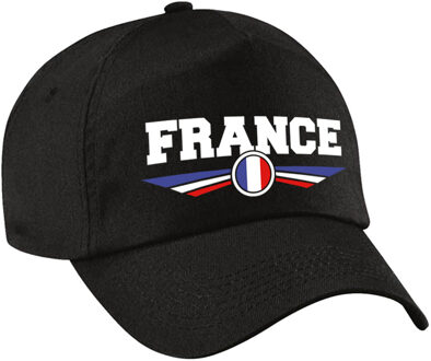 Bellatio Decorations Frankrijk / France landen pet / baseball cap zwart voor kinderen - Verkleedhoofddeksels