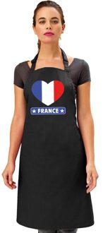 Bellatio Decorations Frankrijk hart vlag barbecueschort/ keukenschort zwart
