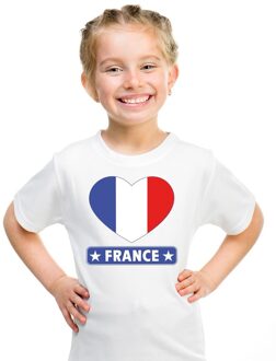 Bellatio Decorations Frankrijk hart vlag t-shirt wit jongens en meisjes XS (110-116)