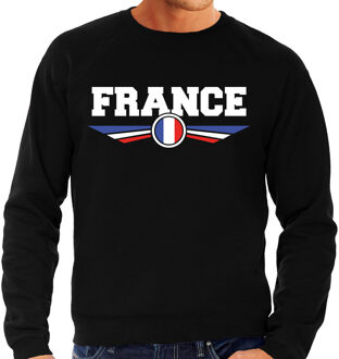 Bellatio Decorations Frankrijk land thema sweater - met vlag kleuren - zwart - heren - Supporters trui - lange mouwen