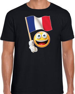 Bellatio Decorations Frankrijk supporter / fan emoticon t-shirt zwart voor heren