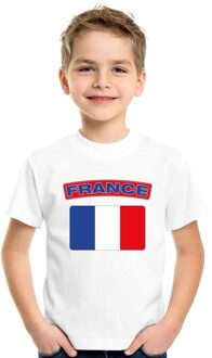 Bellatio Decorations Frankrijk t-shirt met franse vlag wit kinderen l (146-152)