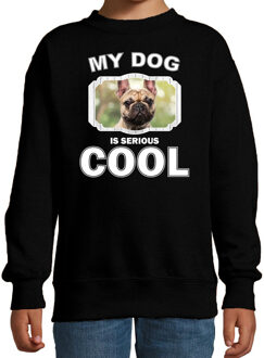 Bellatio Decorations Franse bulldog honden trui / sweater my dog is serious cool zwart - kinderen - Franse bulldogs liefhebber cadeau sweaters 12-13 jaar (152/164)